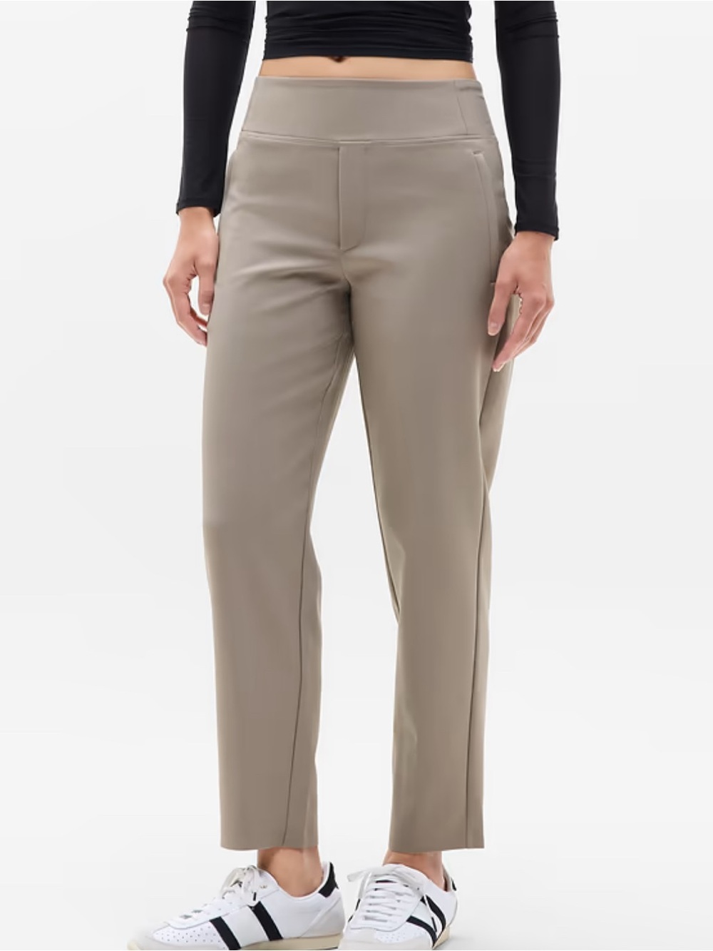 Athleta endless high rise cropped Dress Pants in khaki color petite 8